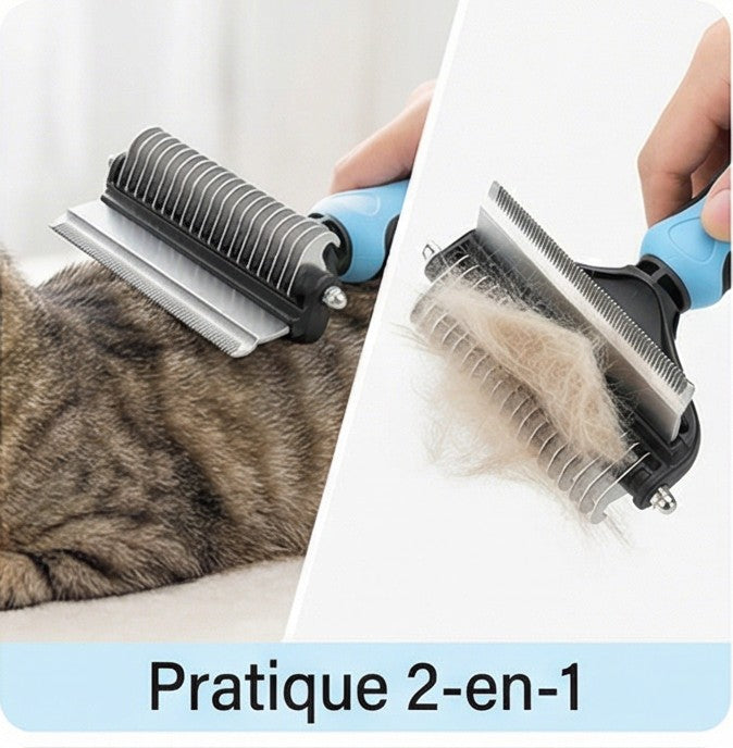 Outil Toilettage 2 en 1 Animaux – Brosse Anti-Poils
