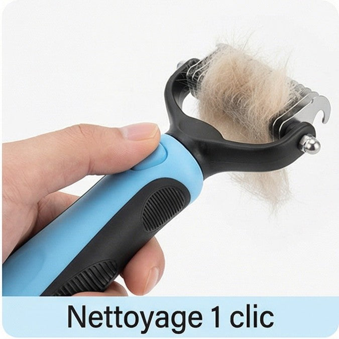 Outil Toilettage 2 en 1 Animaux – Brosse Anti-Poils