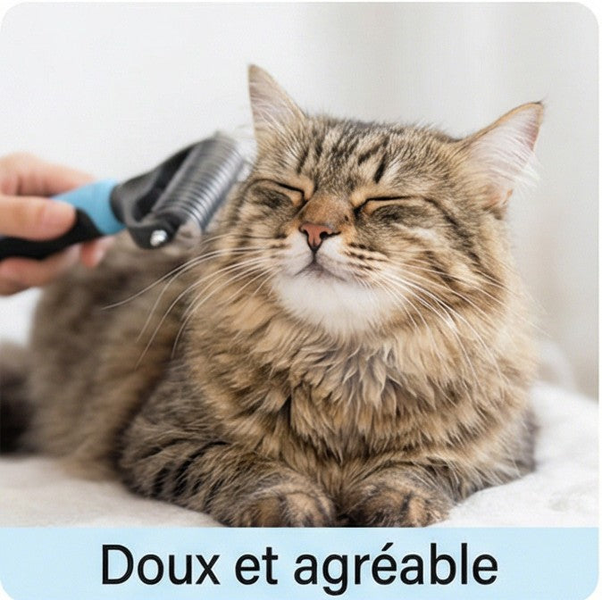 Outil Toilettage 2 en 1 Animaux – Brosse Anti-Poils